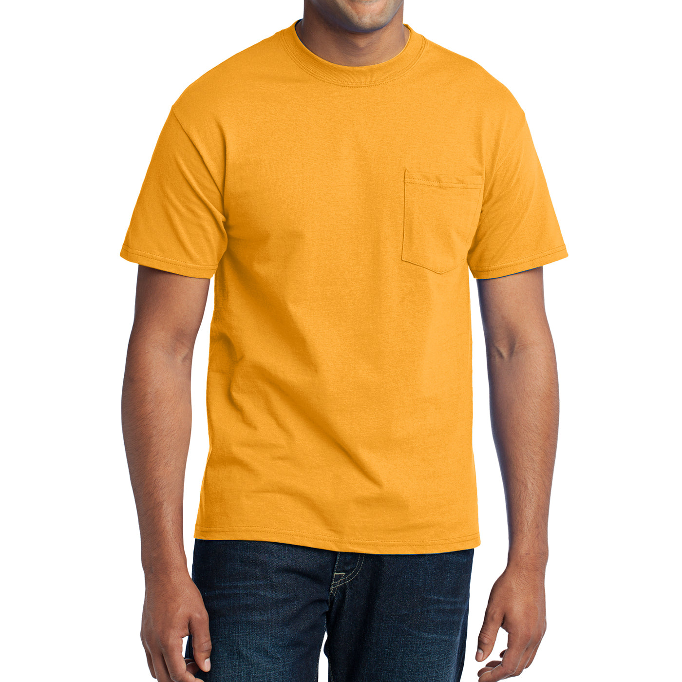 Men's Core Blend Pocket Tee - Gold – Front