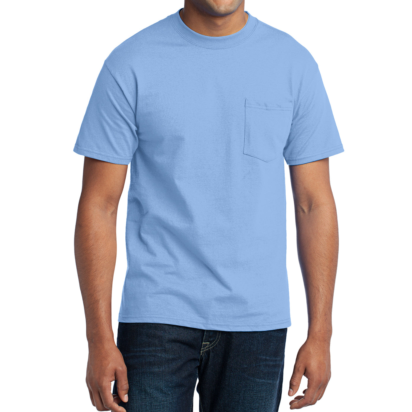 Men's Core Blend Pocket Tee - Light Blue – Front