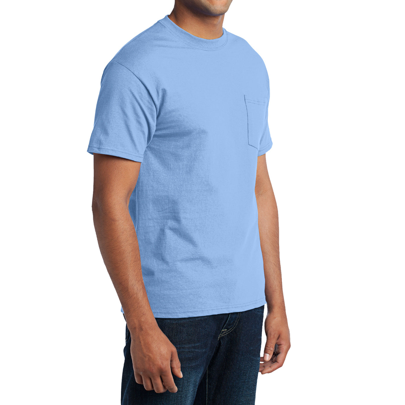Men's Core Blend Pocket Tee - Light Blue – Side