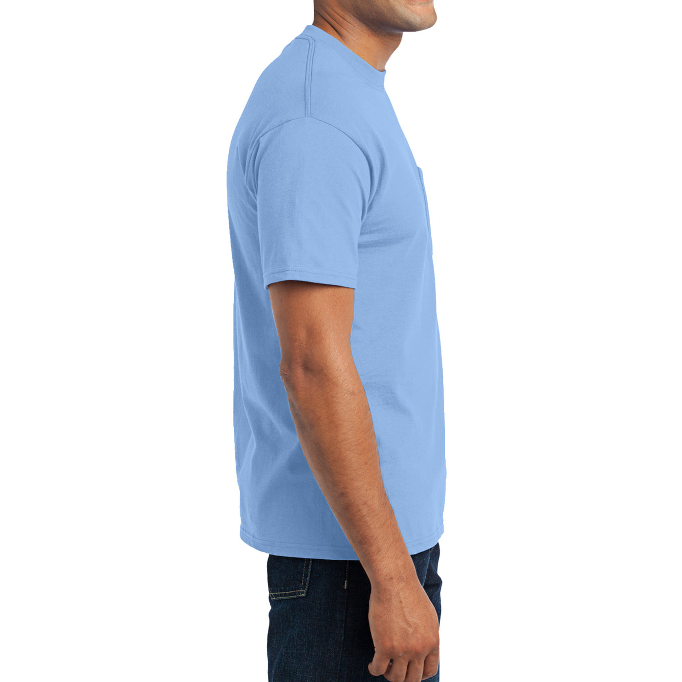 Men's Core Blend Pocket Tee - Light Blue – Side