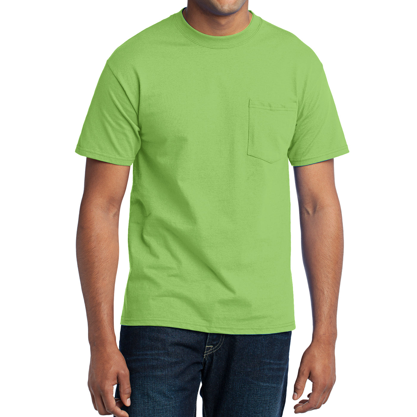 Men's Core Blend Pocket Tee - Lime – Front
