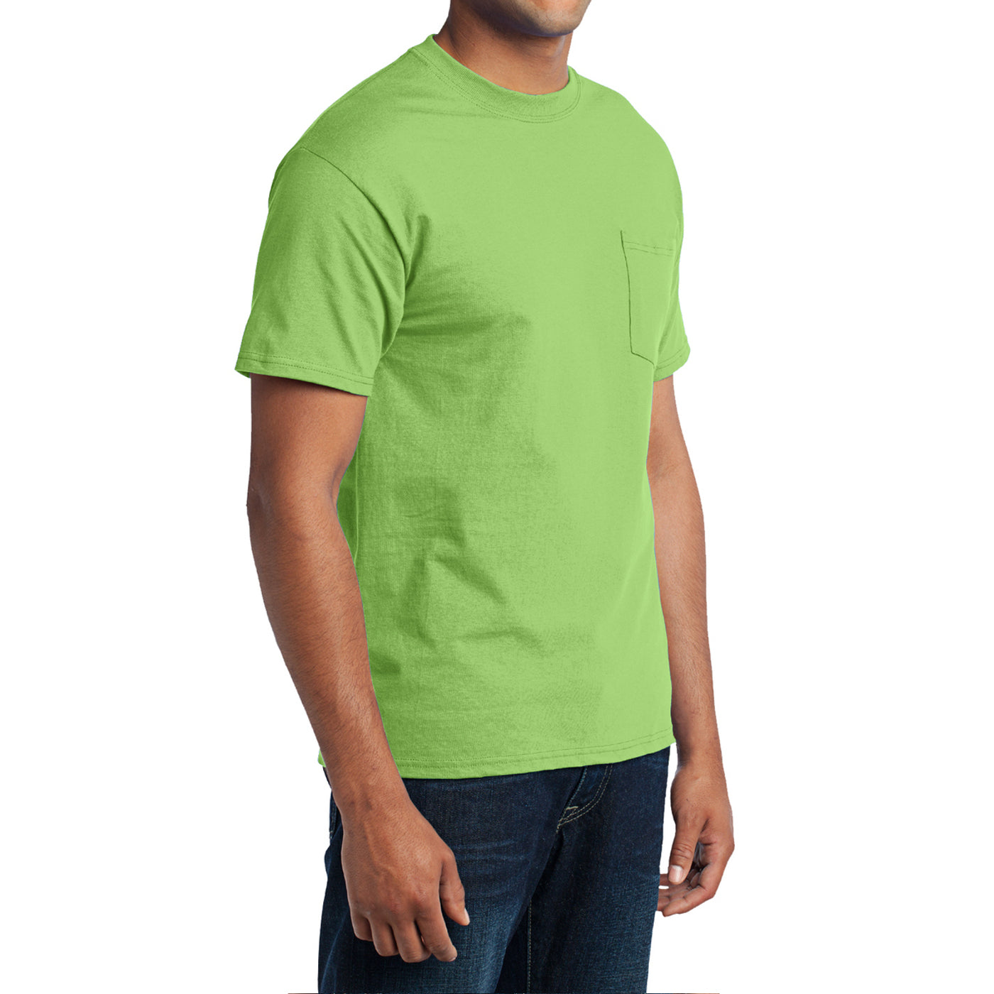 Men's Core Blend Pocket Tee - Lime – Side