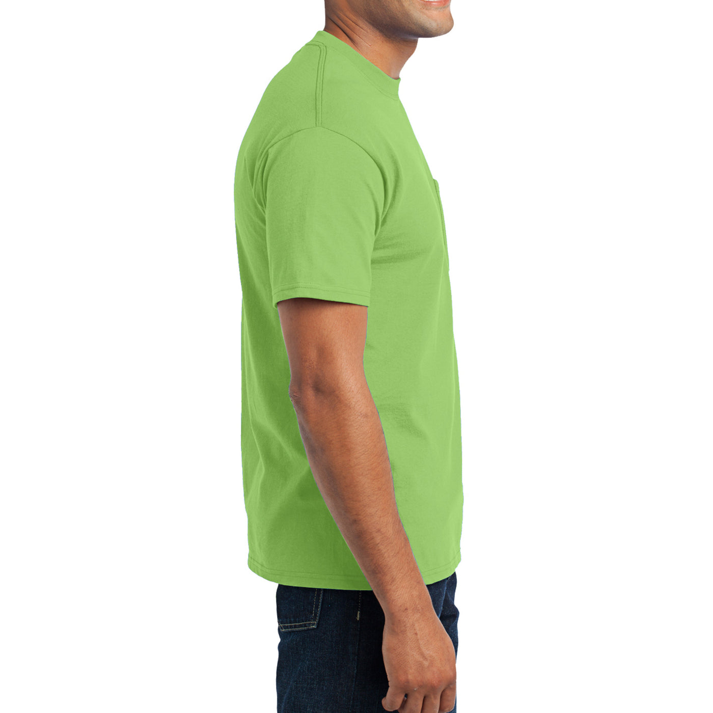 Men's Core Blend Pocket Tee - Lime – Side