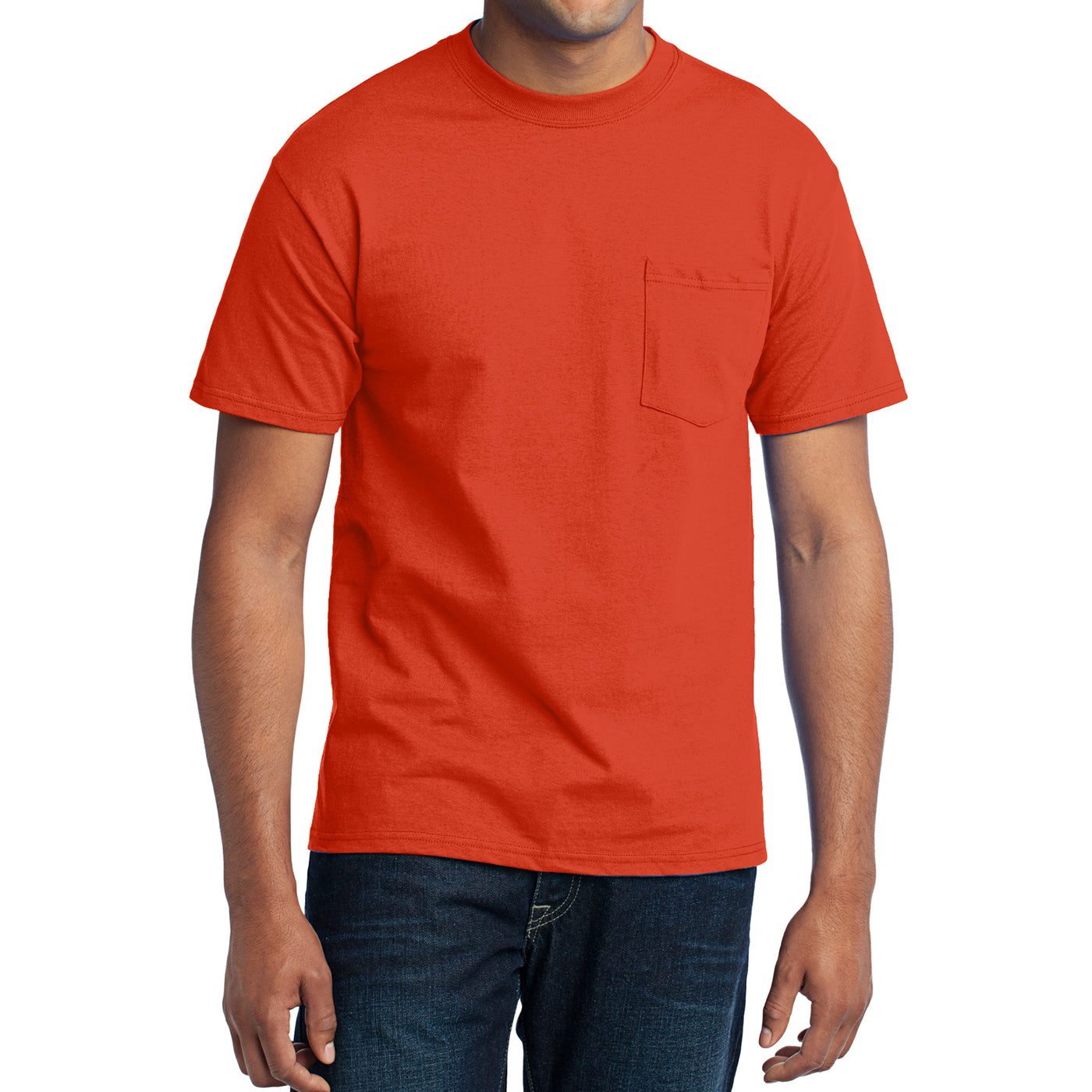 Men's Core Blend Pocket Tee - Orange – Front