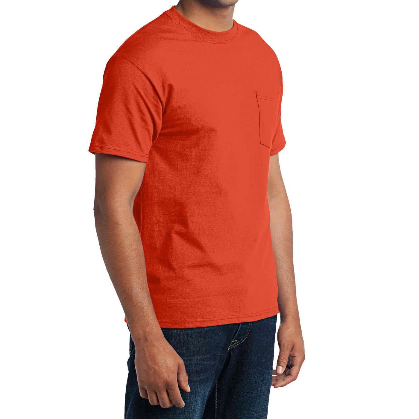 Men's Core Blend Pocket Tee - Orange – Side