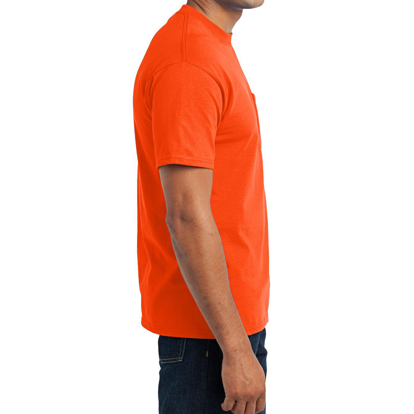 Men's Core Blend Pocket Tee - Orange – Side