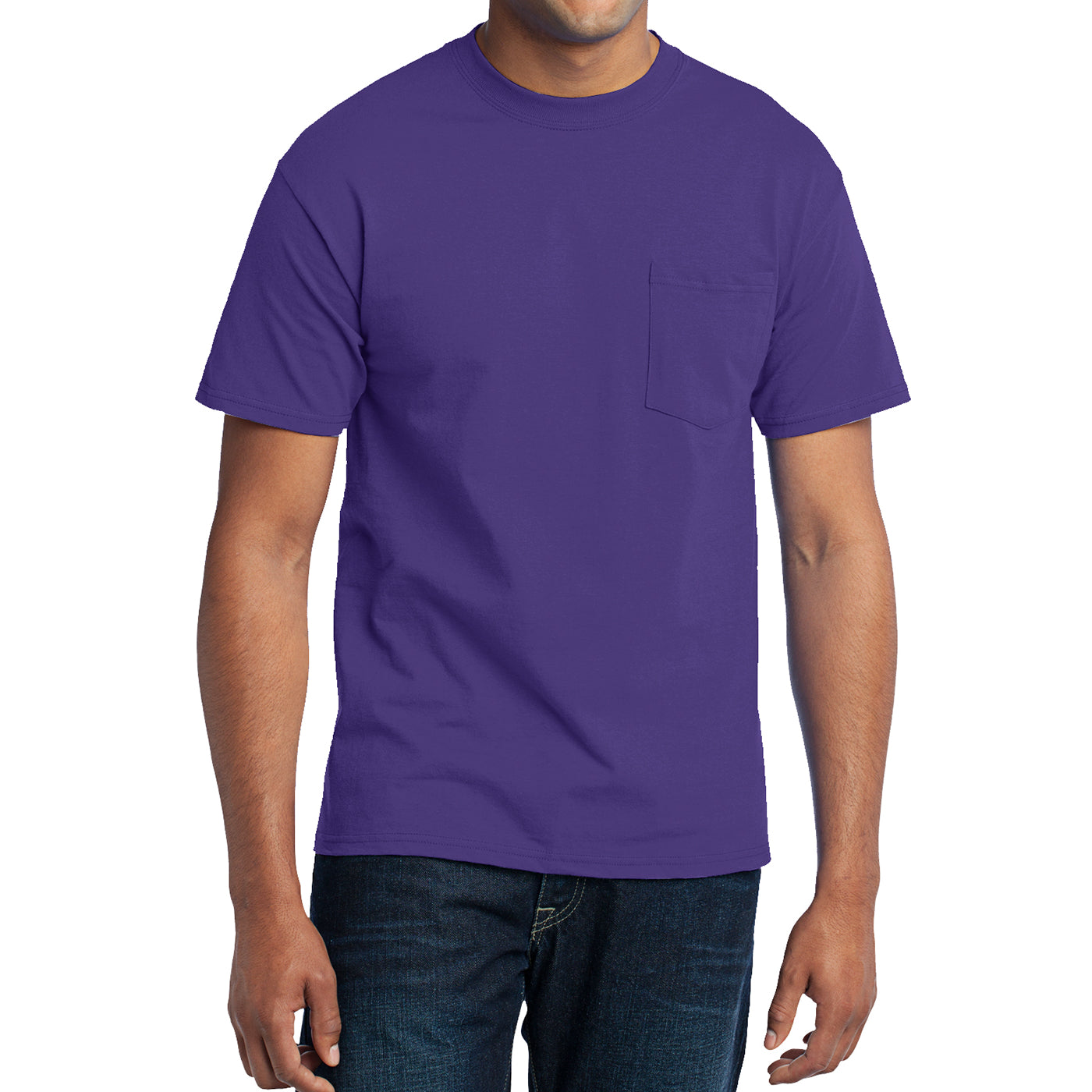 Men's Core Blend Pocket Tee - Purple – Front