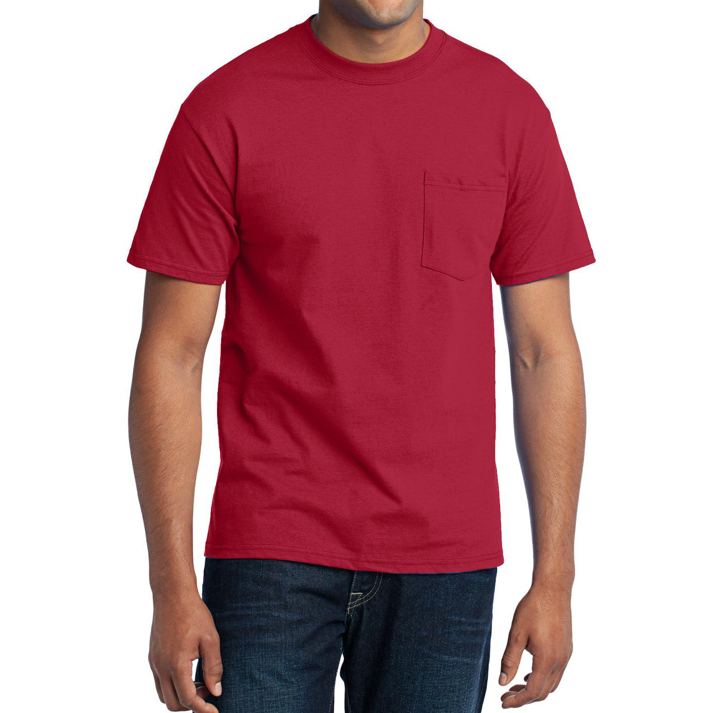 Men's Core Blend Pocket Tee - Red – Front