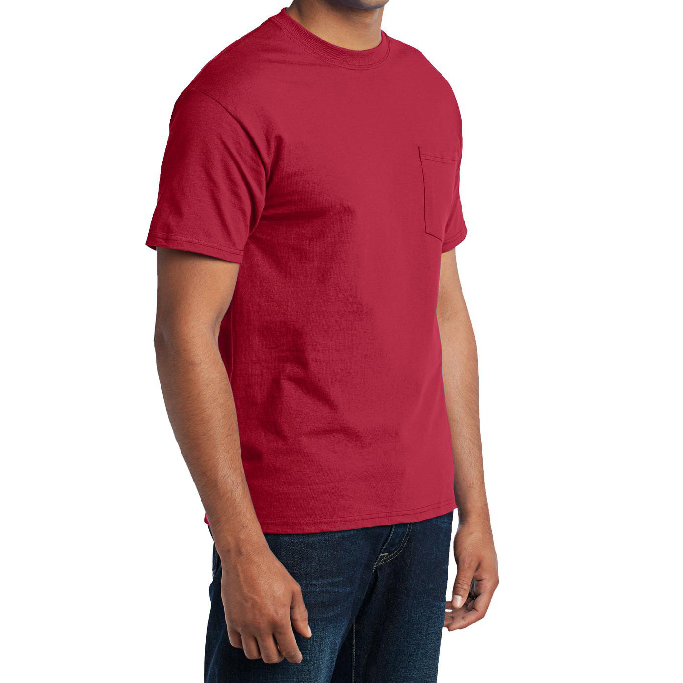 Men's Core Blend Pocket Tee - Red – Side