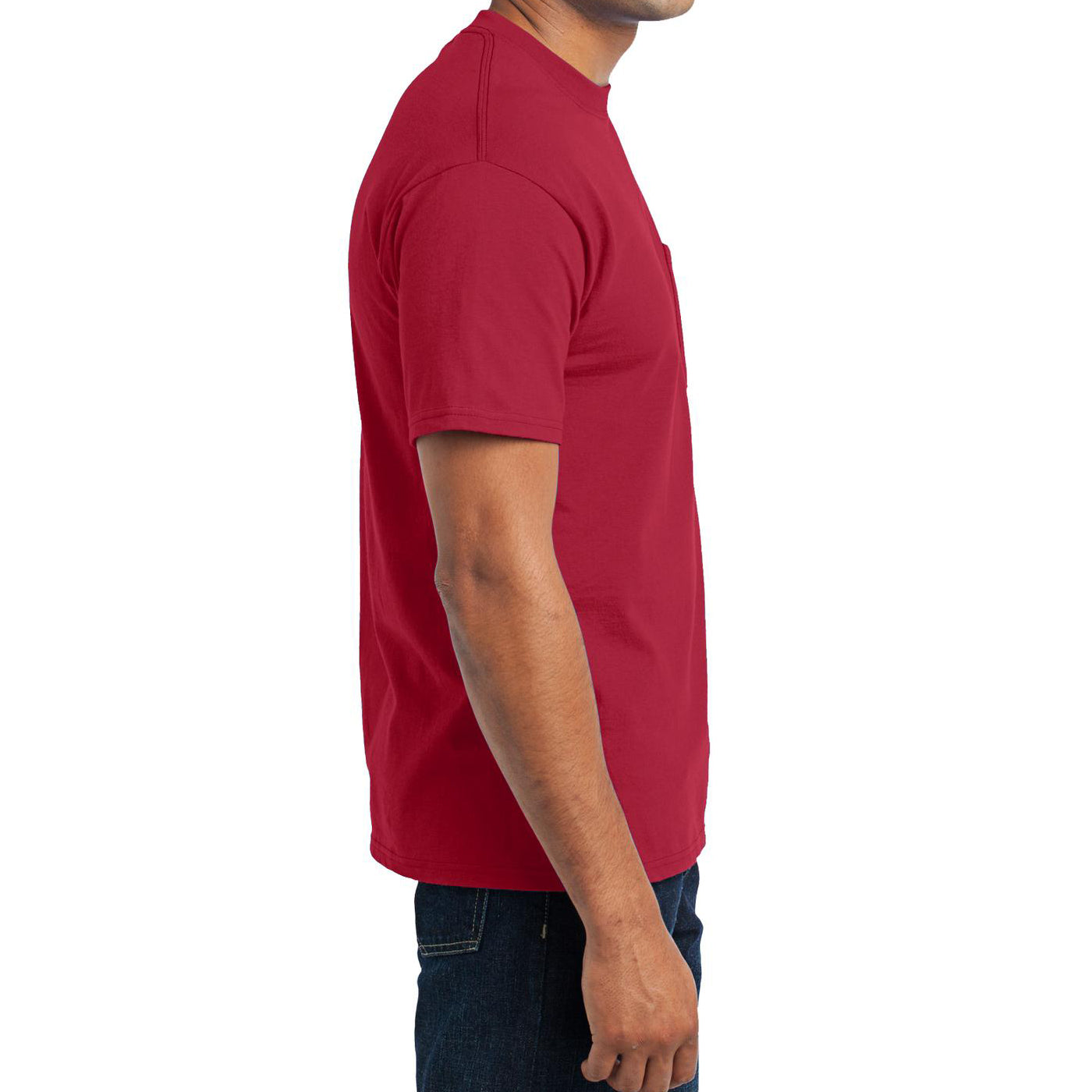 Men's Core Blend Pocket Tee - Red – Side