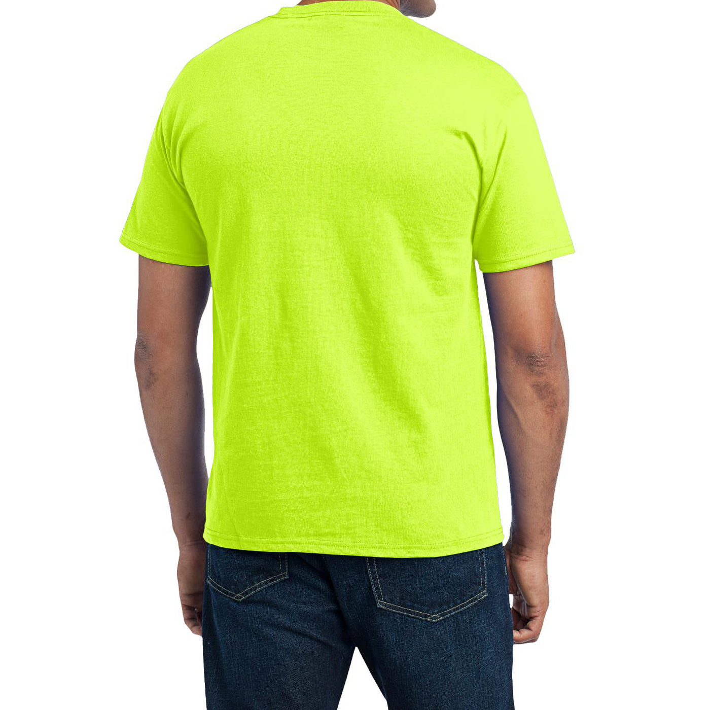 Men's Core Blend Pocket Tee - Safety Green – Back
