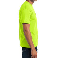 Men's Core Blend Pocket Tee - Safety Green – Side