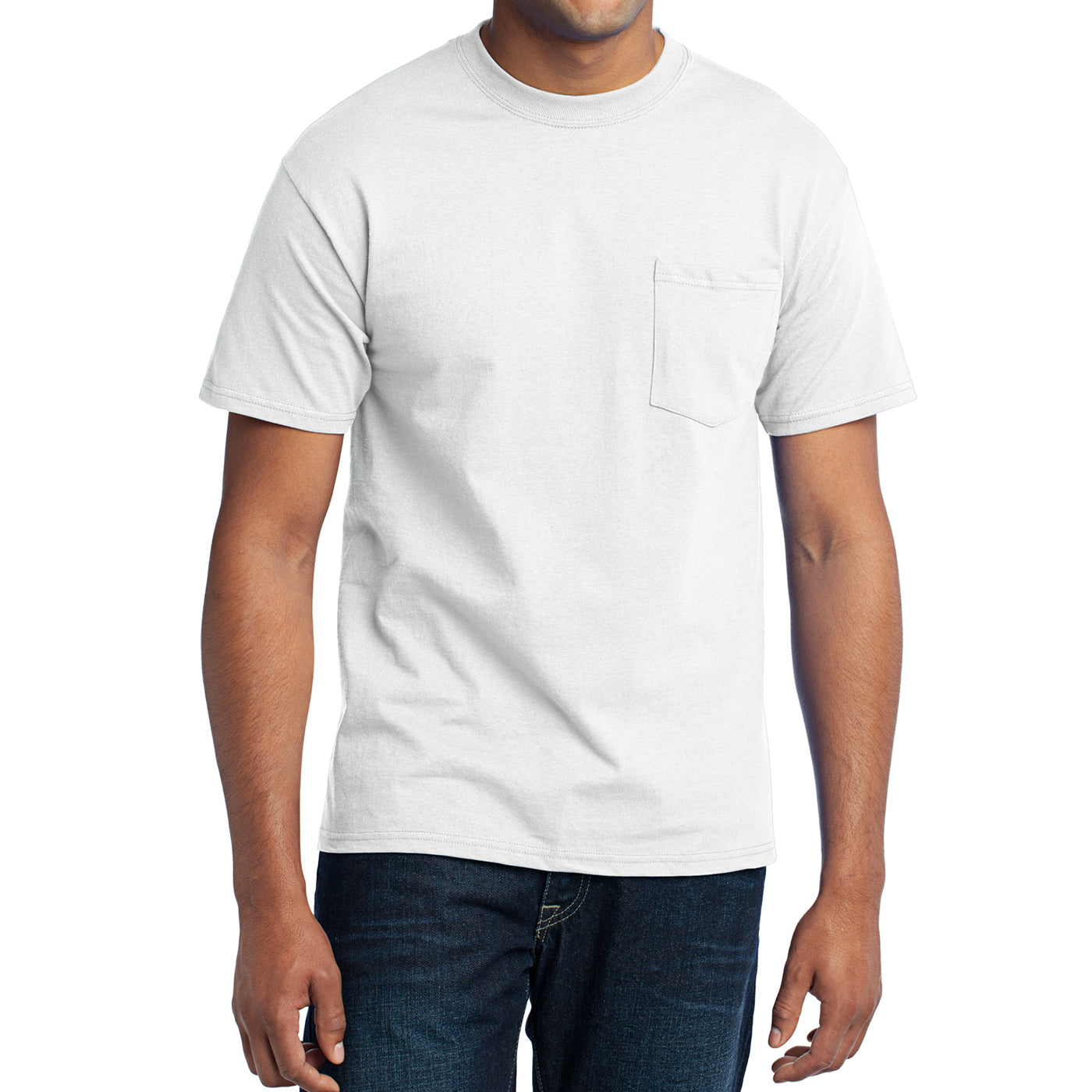 Men's Core Blend Pocket Tee - White – Front