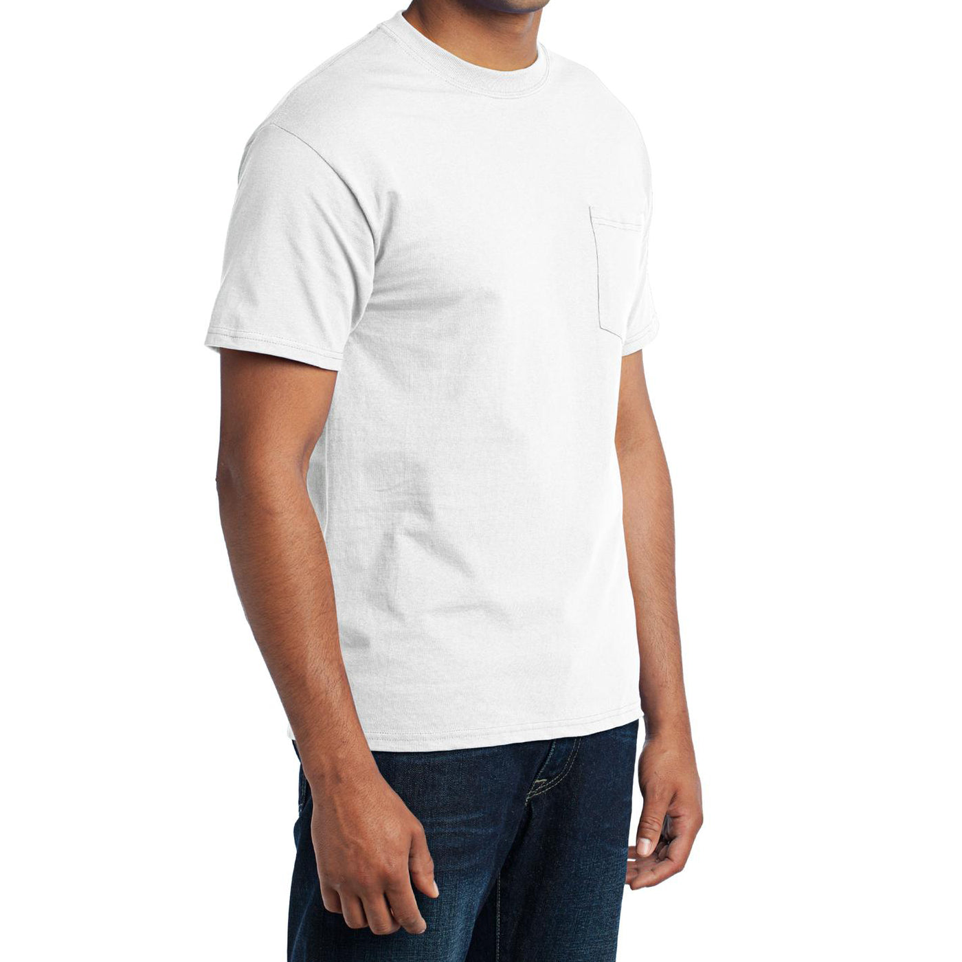 Men's Core Blend Pocket Tee - White – Side
