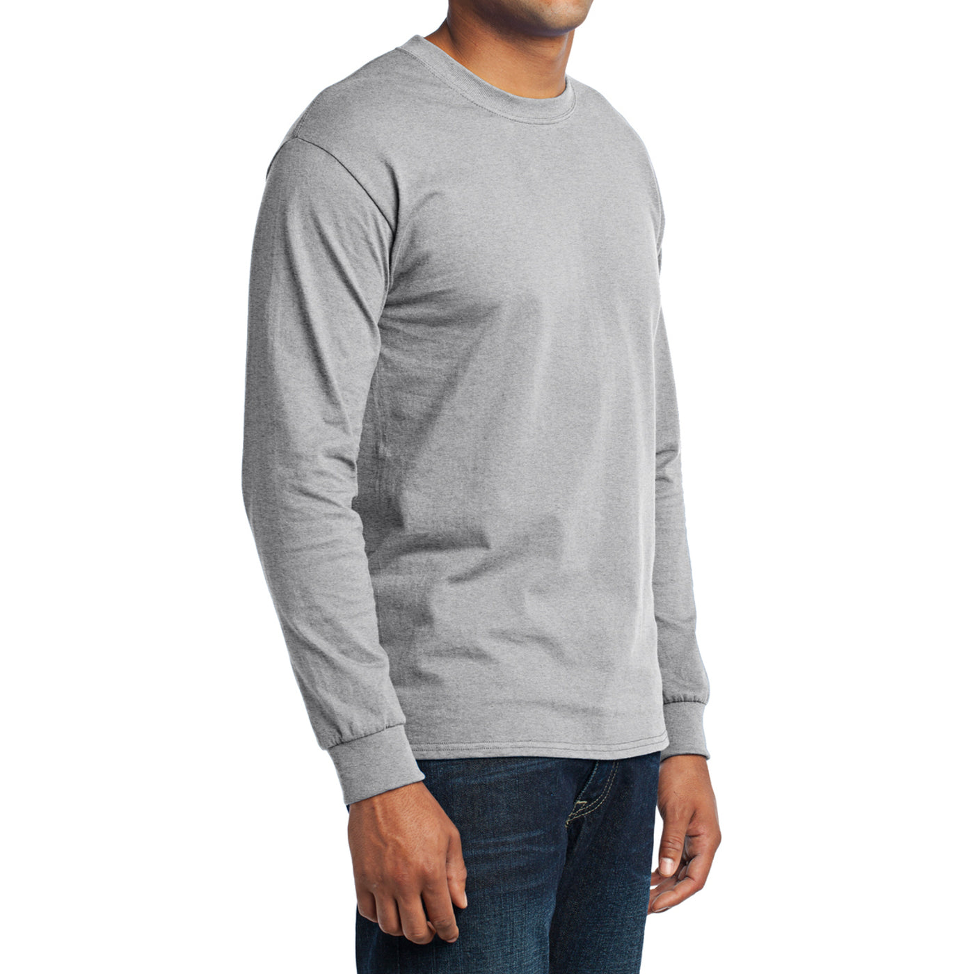Men's Long Sleeve Core Blend Tee - Ash – Side