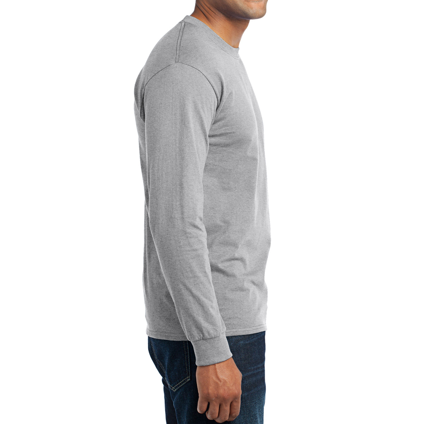 Men's Long Sleeve Core Blend Tee - Ash – Side
