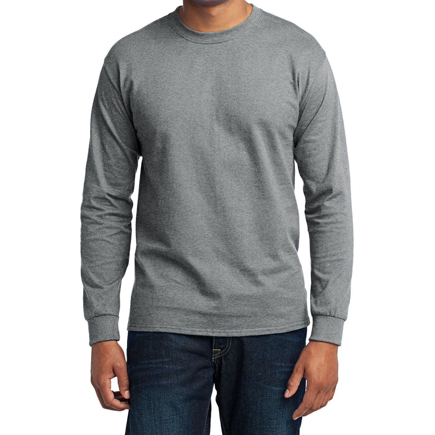 Men's Long Sleeve Core Blend Tee - Athletic Heather – Front