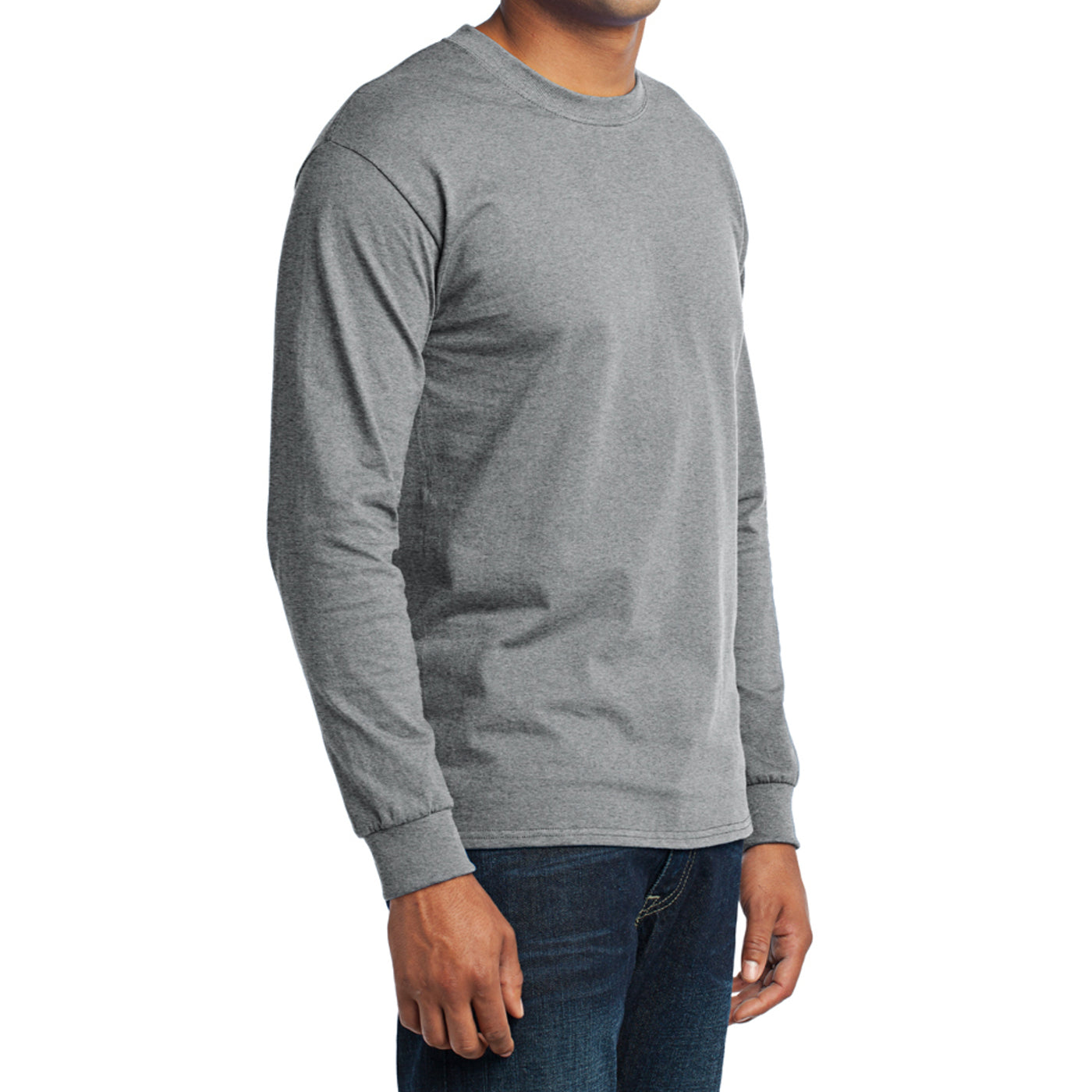 Men's Long Sleeve Core Blend Tee - Athletic Heather – Side