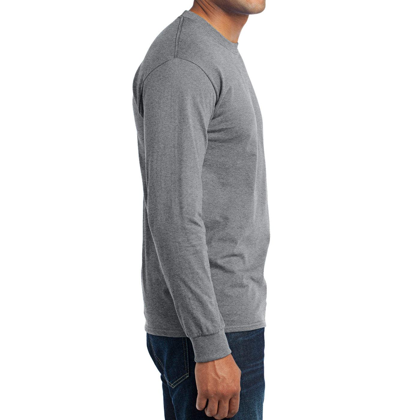 Men's Long Sleeve Core Blend Tee - Athletic Heather – Side