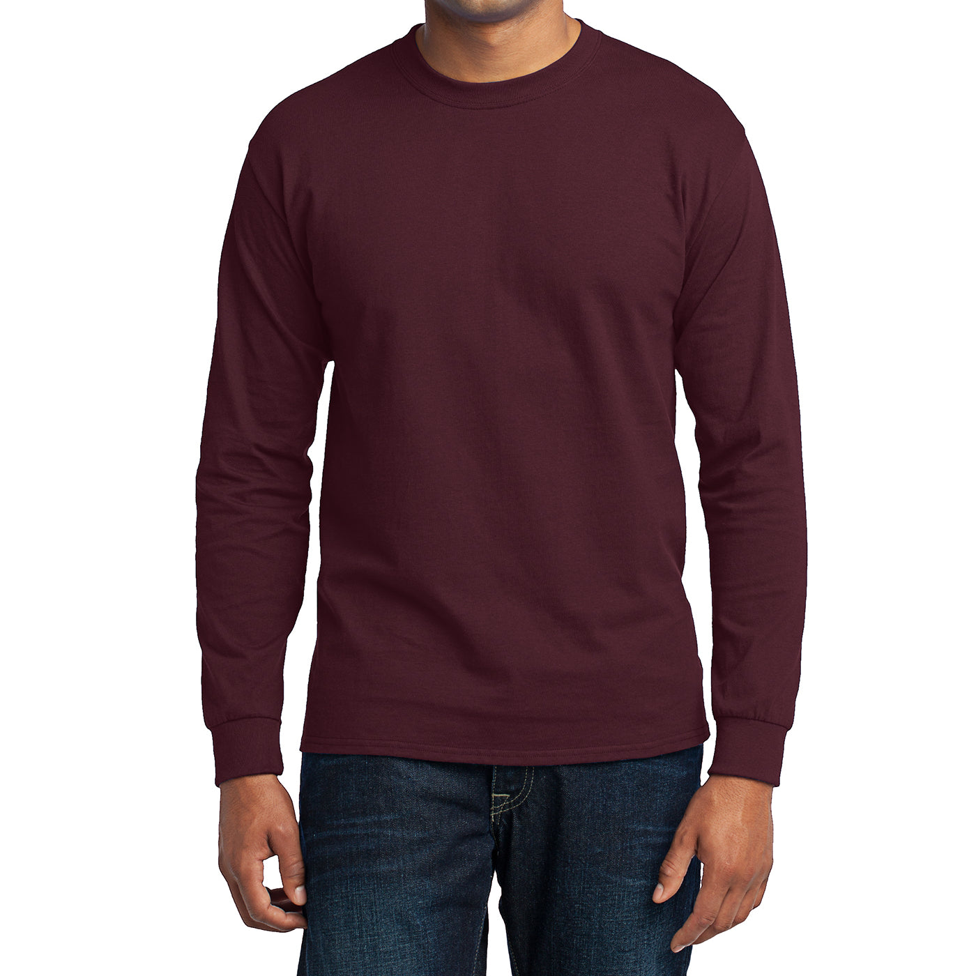 Men's Long Sleeve Core Blend Tee - Athletic Maroon – Front