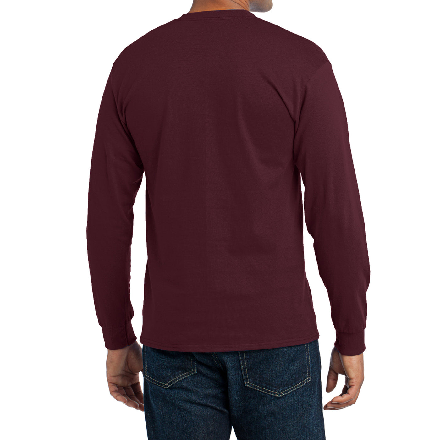 Men's Long Sleeve Core Blend Tee - Athletic Maroon – Back