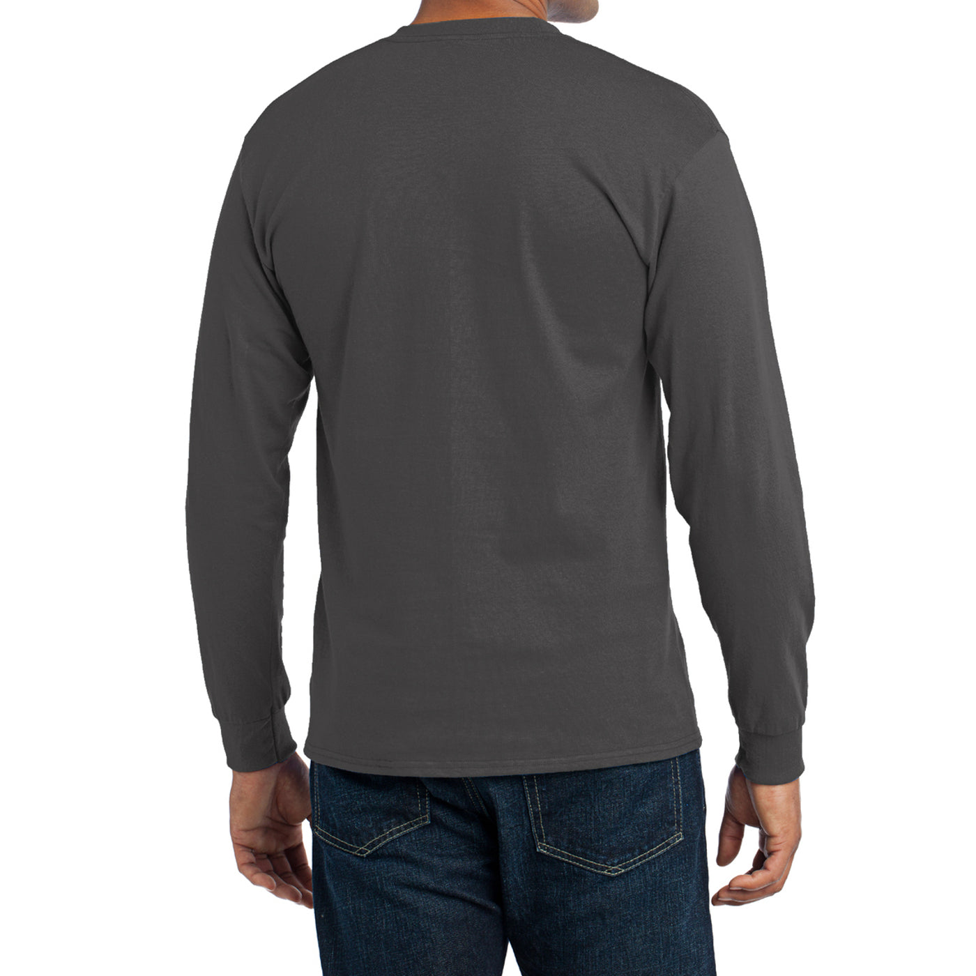 Men's Long Sleeve Core Blend Tee - Charcoal – Back