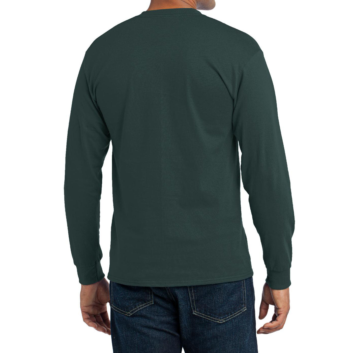 Men's Long Sleeve Core Blend Tee - Dark Green – Back
