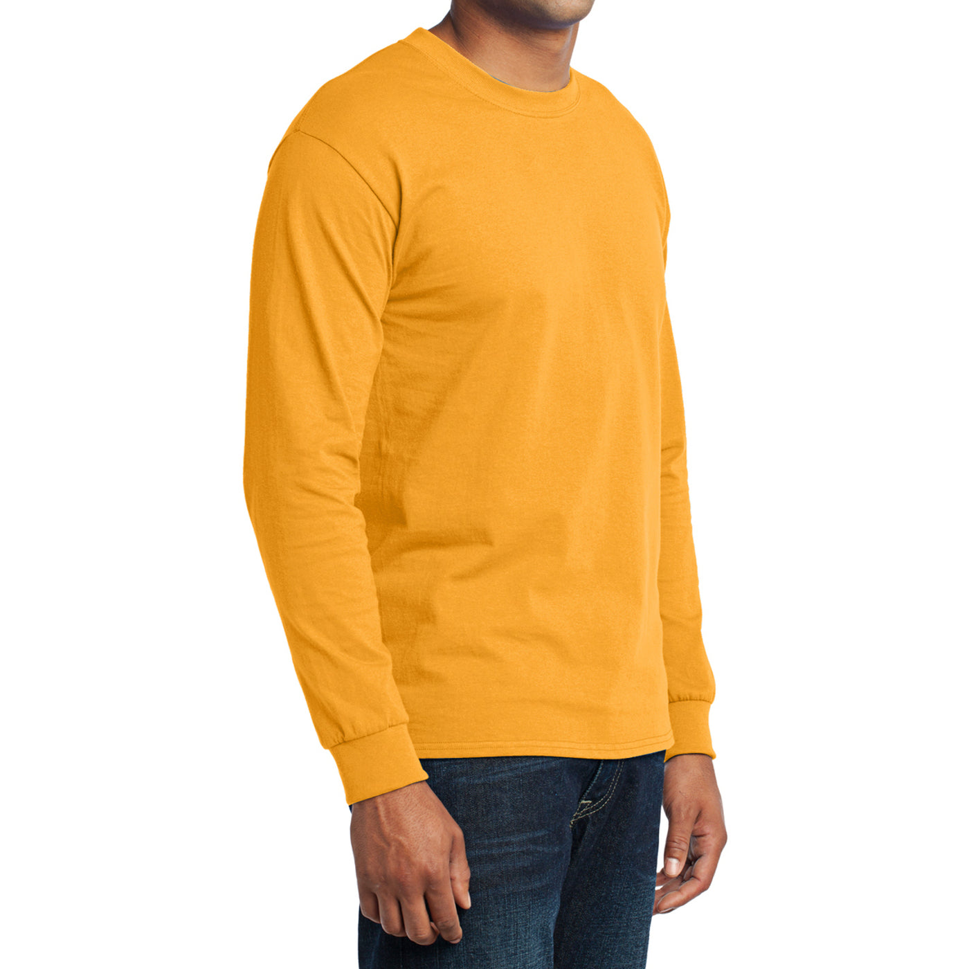 Men's Long Sleeve Core Blend Tee - Gold – Side
