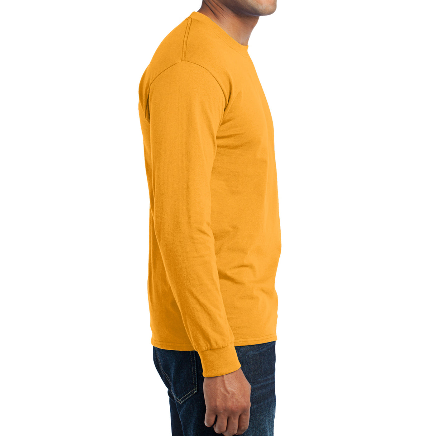 Men's Long Sleeve Core Blend Tee - Gold – Side