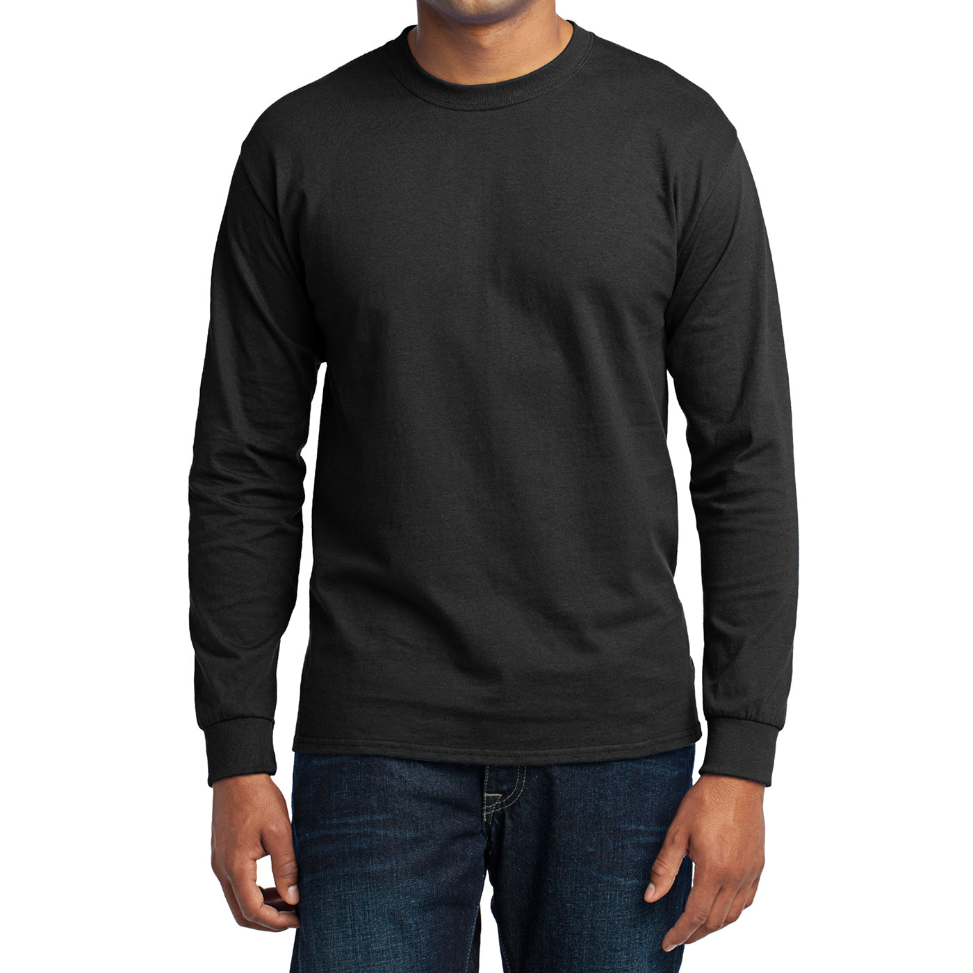 Men's Long Sleeve Core Blend Tee - Jet Black – Front