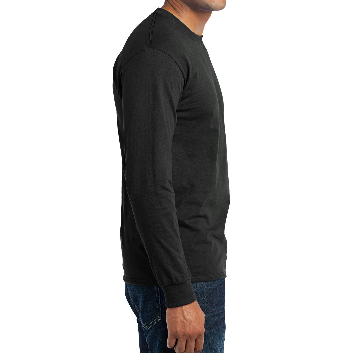 Men's Long Sleeve Core Blend Tee - Jet Black – Side
