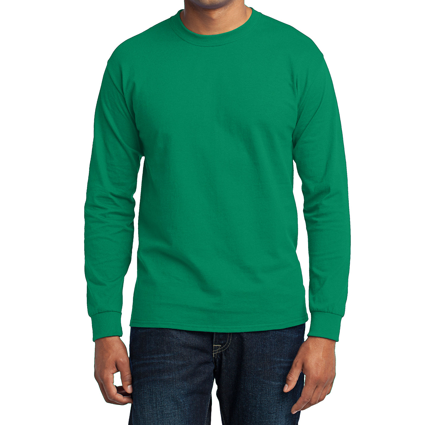 Men's Long Sleeve Core Blend Tee - Kelly – Front