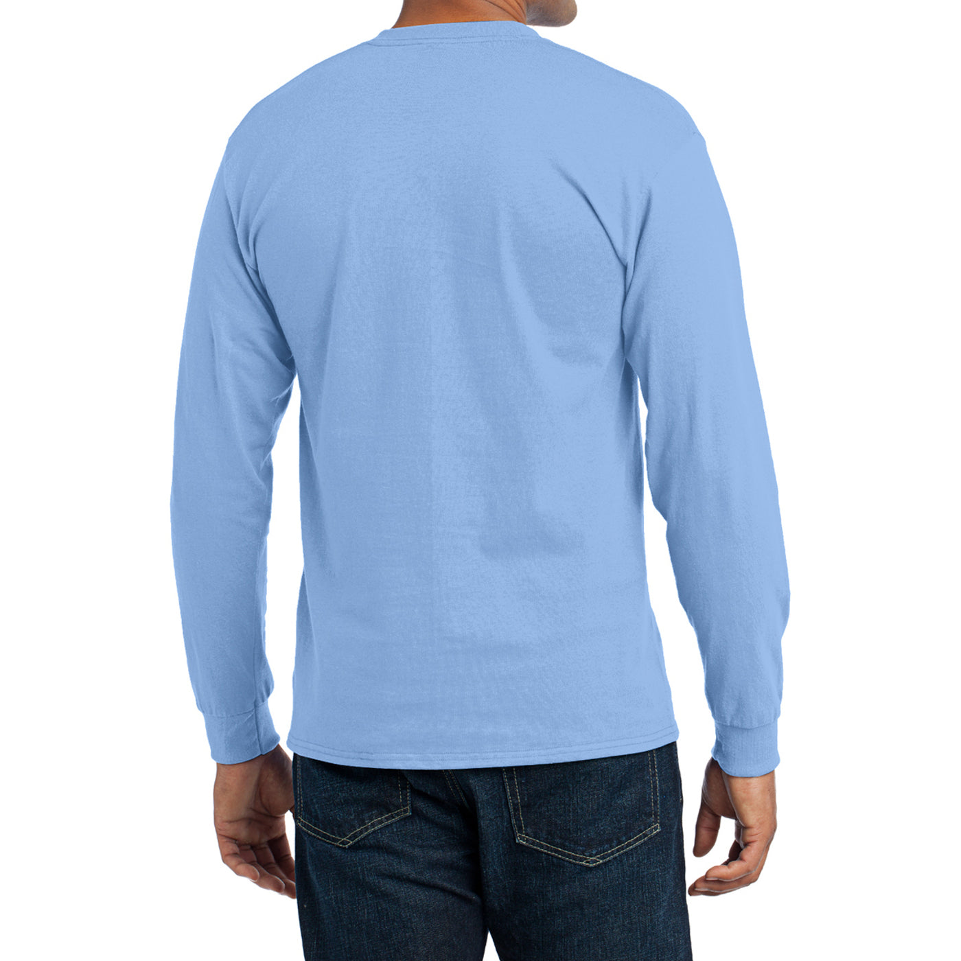 Men's Long Sleeve Core Blend Tee - Light Blue – Back