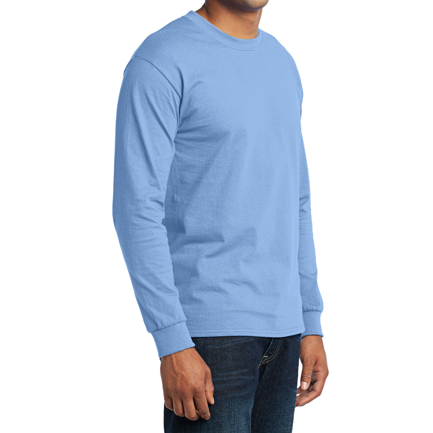 Men's Long Sleeve Core Blend Tee - Light Blue – Side