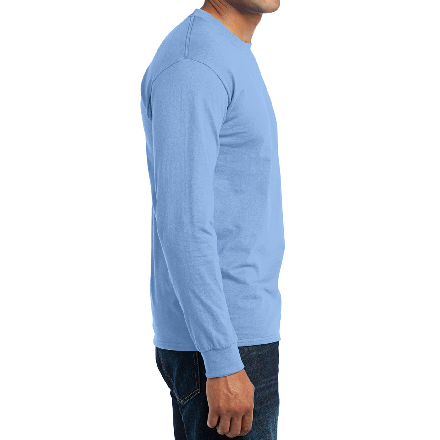 Men's Long Sleeve Core Blend Tee - Light Blue – Side