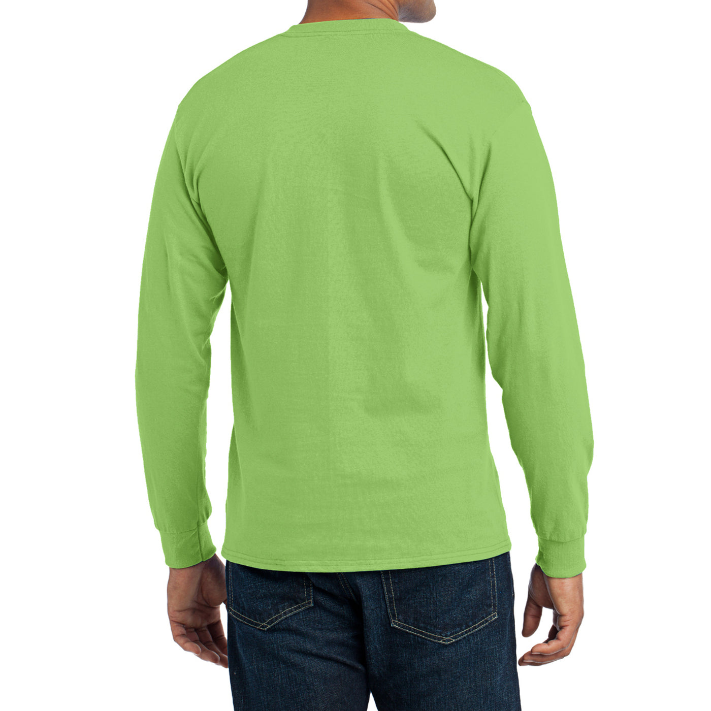 Men's Long Sleeve Core Blend Tee - Lime – Back