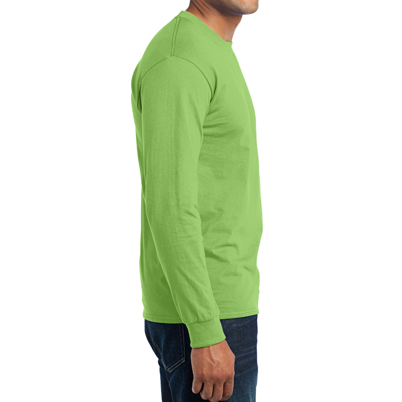 Men's Long Sleeve Core Blend Tee - Lime – Side