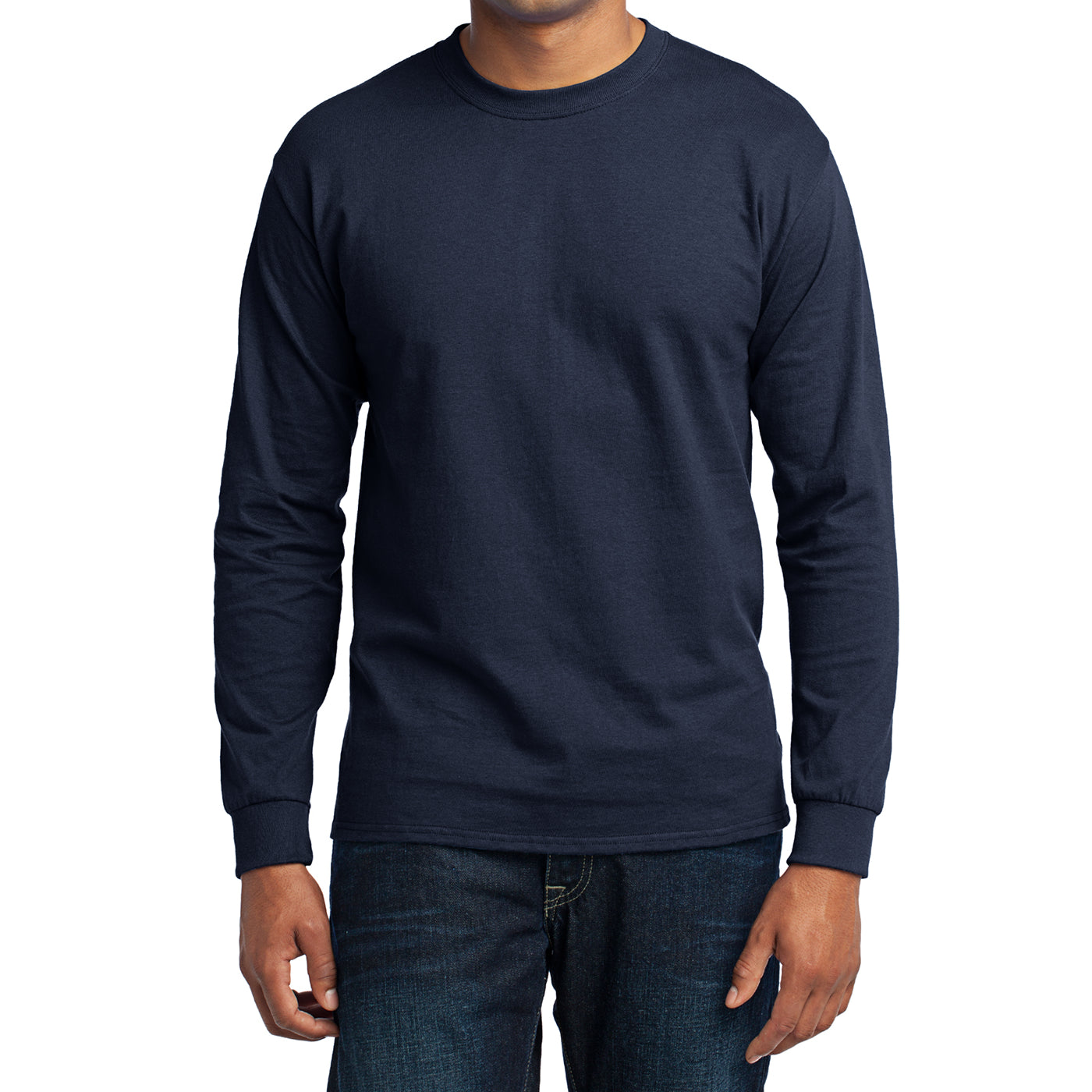 Men's Long Sleeve Core Blend Tee - Navy – Front