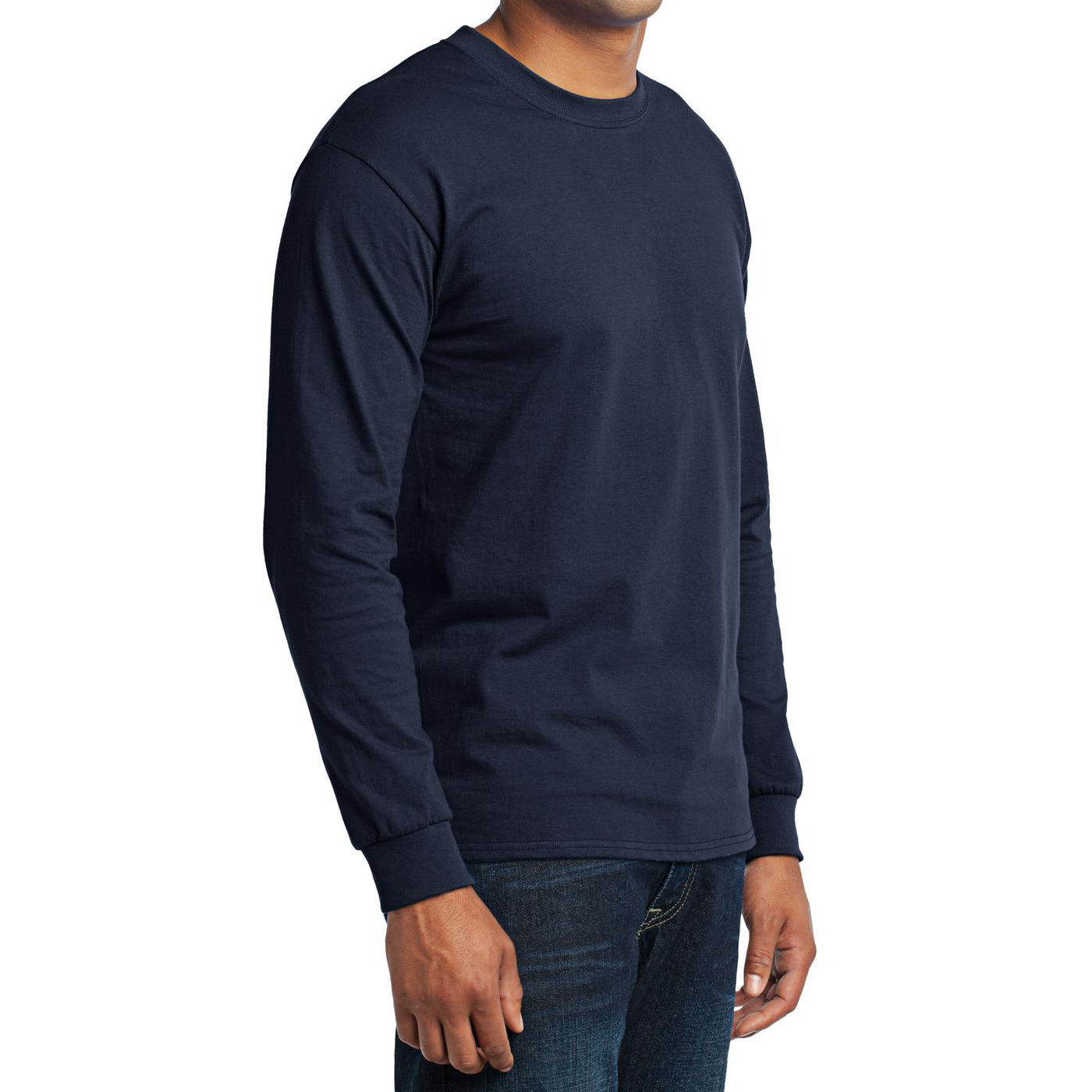 Men's Long Sleeve Core Blend Tee - Navy – Side