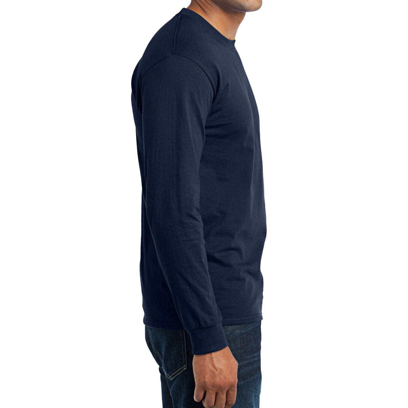 Men's Long Sleeve Core Blend Tee - Navy – Side