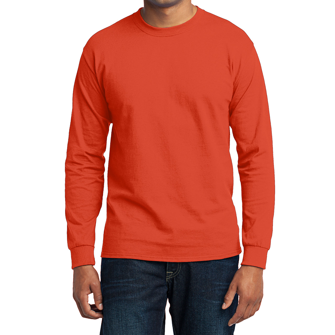 Men's Long Sleeve Core Blend Tee - Orange – Front