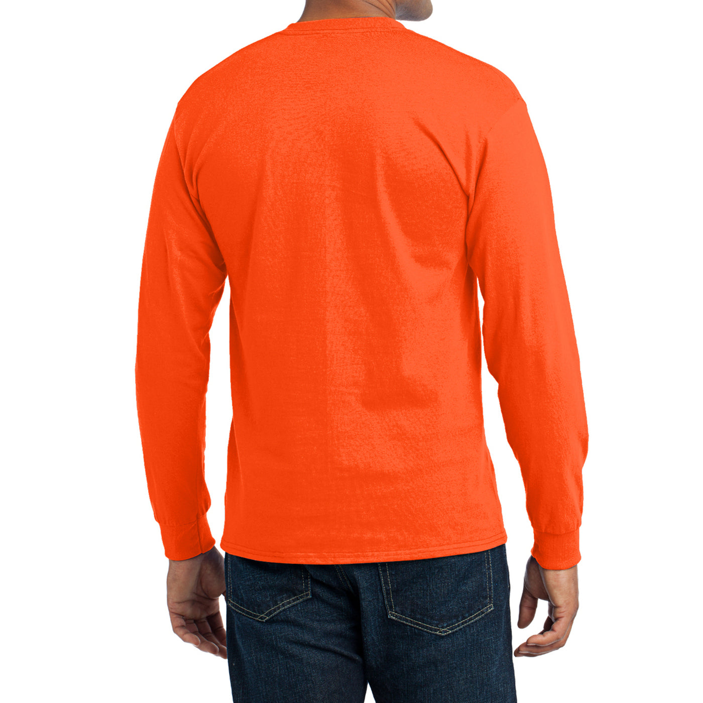 Men's Long Sleeve Core Blend Tee - Orange – Back