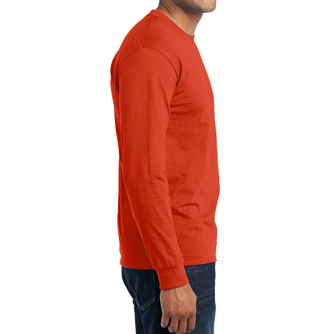 Men's Long Sleeve Core Blend Tee - Orange – Side