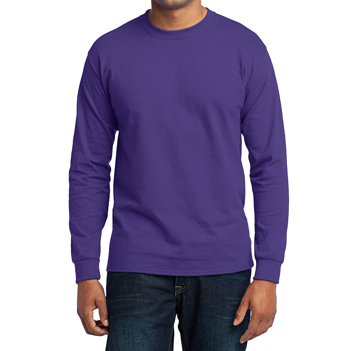 Men's Long Sleeve Core Blend Tee - Purple – Front