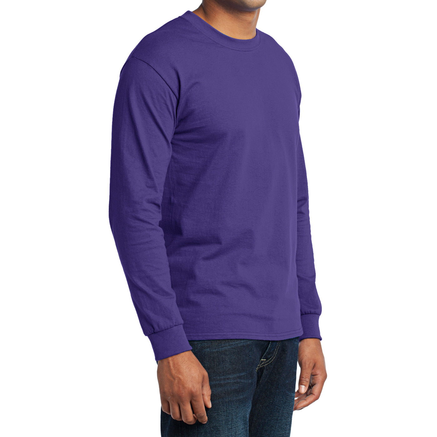 Men's Long Sleeve Core Blend Tee - Purple – Side