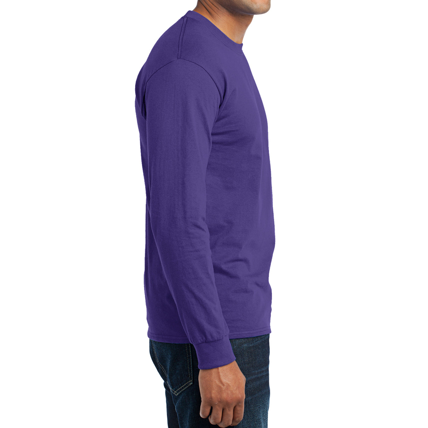 Men's Long Sleeve Core Blend Tee - Purple – Side