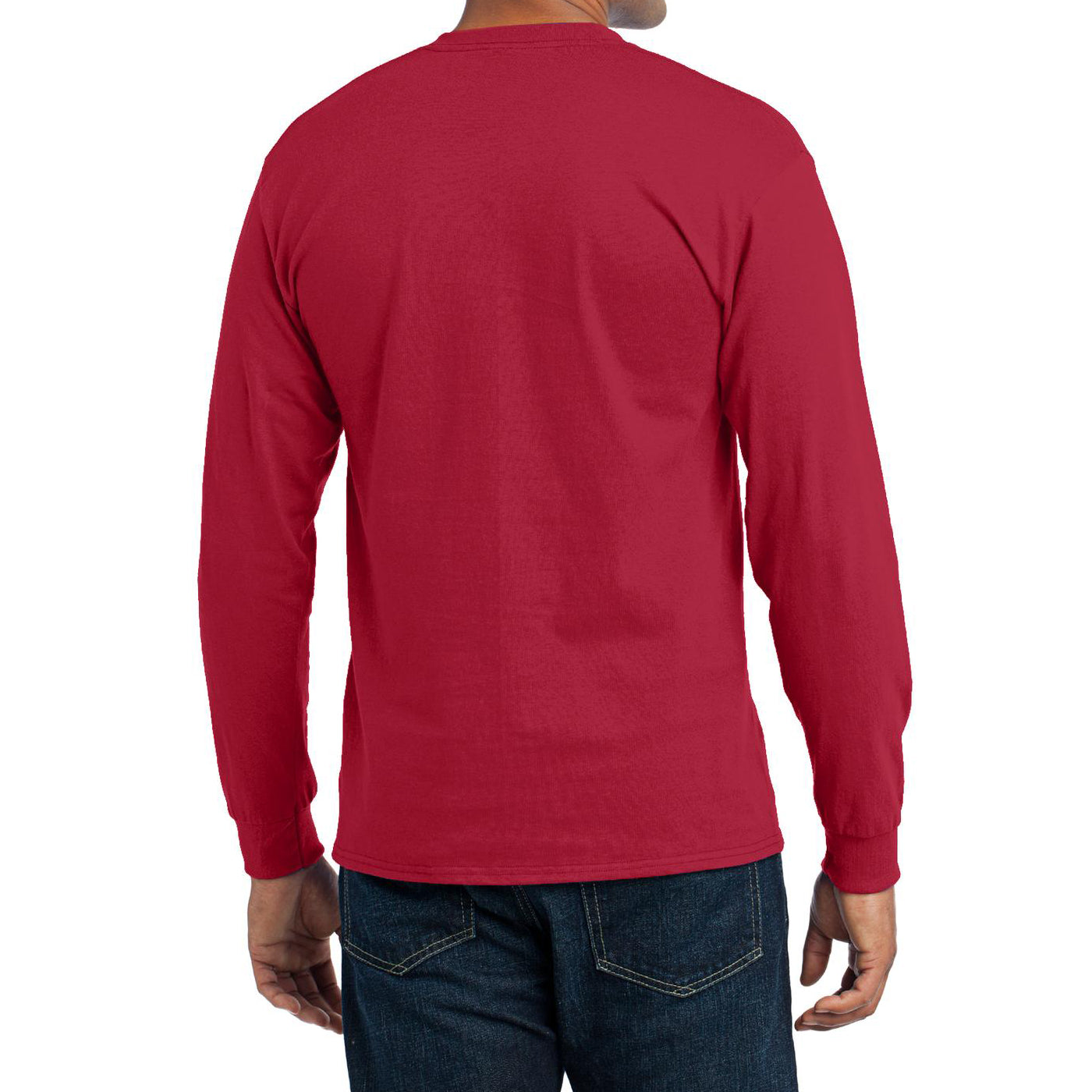 Men's Long Sleeve Core Blend Tee - Red – Back