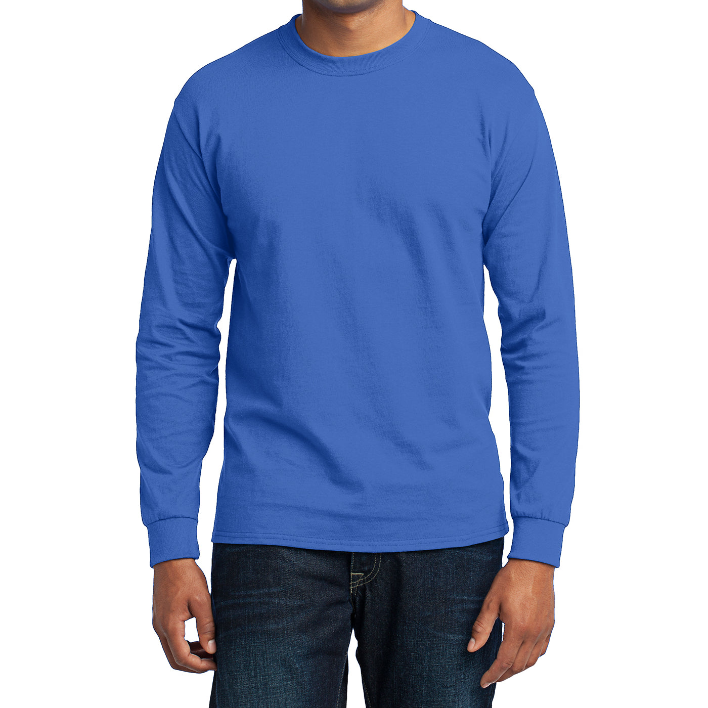 Men's Long Sleeve Core Blend Tee - Royal – Front