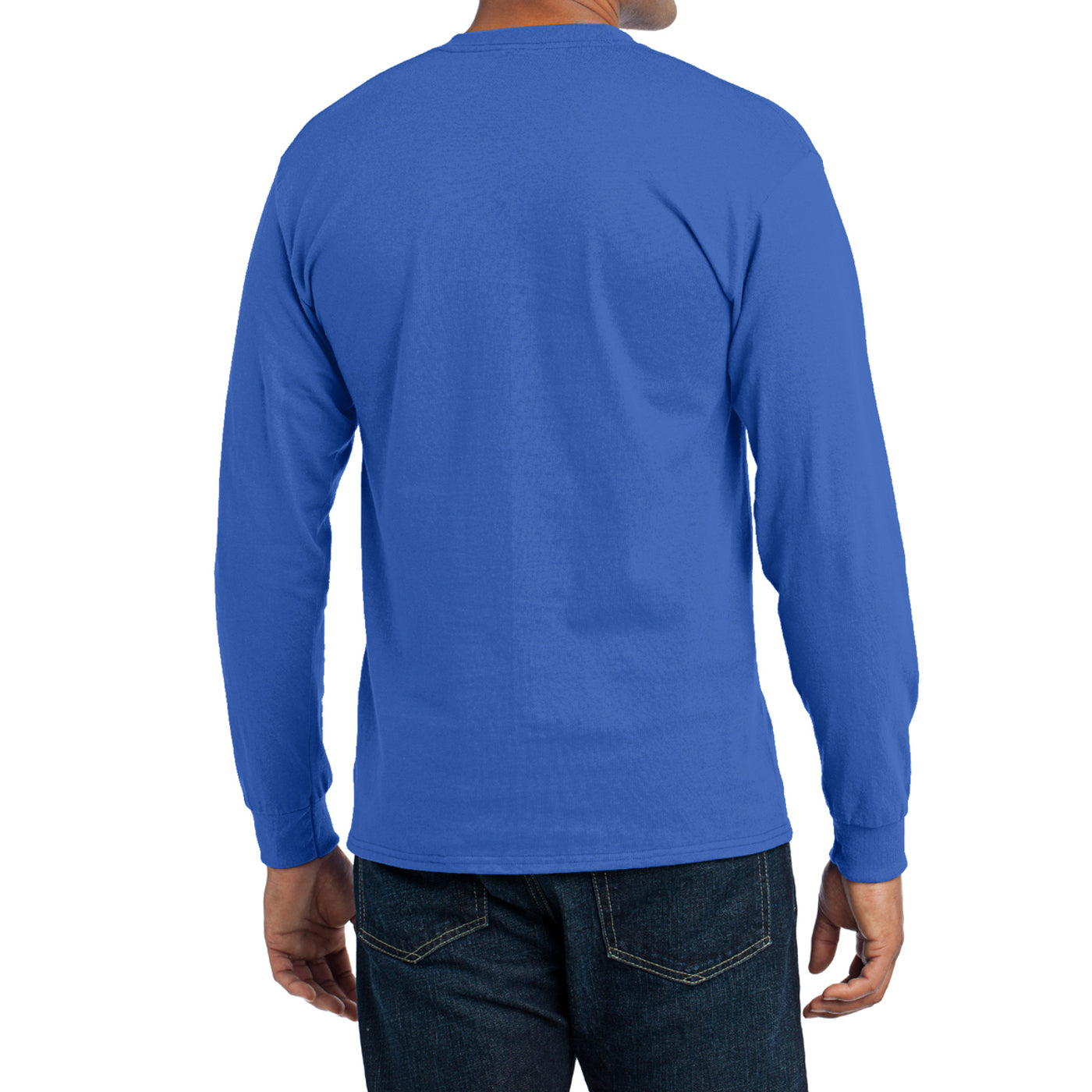 Men's Long Sleeve Core Blend Tee - Royal – Back