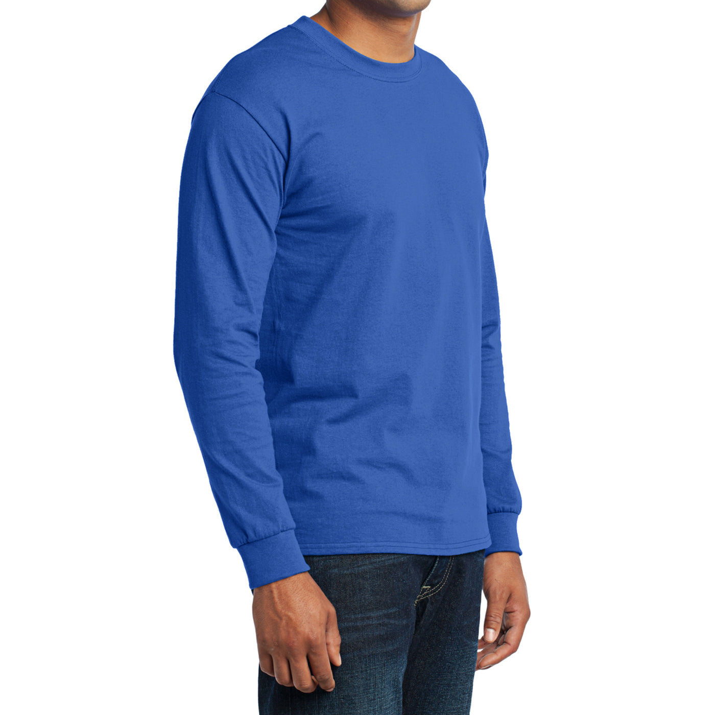 Men's Long Sleeve Core Blend Tee - Royal – Side